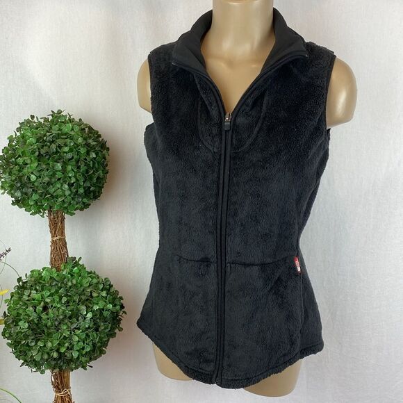 The North Face Black Fuzzy Cozy Fleece Zip Up Sleeveless Vest M - Picture 1 of 3